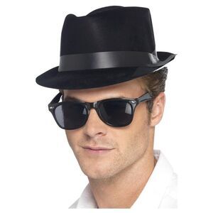Smiffys Unisex Adult Flocked Fedora / Black